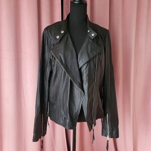 Just Female Black Stone Zip Leather Jacket